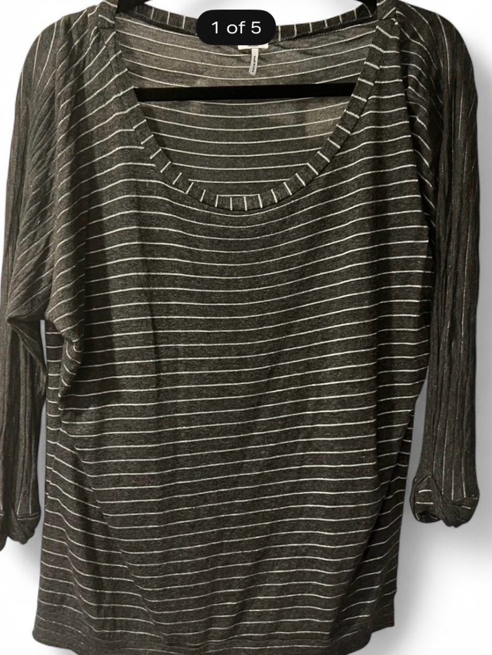 Splendid Black & White Striped Scoop Neck Top